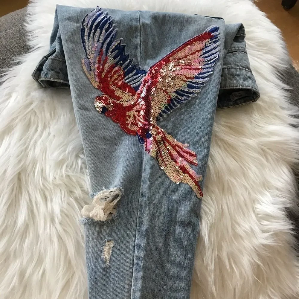 Denim Co Primark  distressed jeans with sequins - Picture 8 of 15